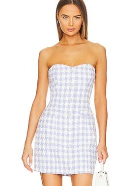 NWT Amanda Uprichard Teagan Dress Lennox Tweed Purple/White XL Revolve